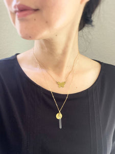 Crystal Point Om Necklace, Raw Stone Jewelry