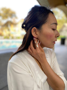 Pearl Hoop Earrings, Keshi Pearl, Bridal Pearl Jewelry