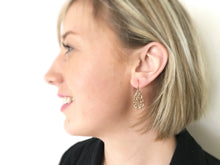 Load image into Gallery viewer, Bronze Gold Filigree Tear Drop Earrings 