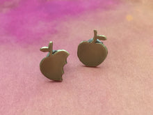 Load image into Gallery viewer, Minimalist Apple Earrings, Gold or Silver Apple Studs.