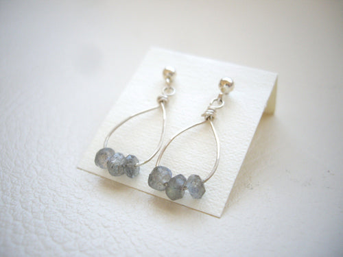 Labradorite Tiny Hoop Earrings, Minimal Jewelry For Her.