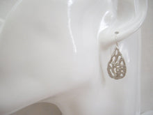 Load image into Gallery viewer, Teardrop Filigree Silver earrings, Floral Drop Earrings, Lacy Jewelry.