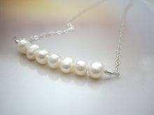 Load image into Gallery viewer, Fresh Water Pearl Bar Necklace, Minimal Pearl Jewelry.