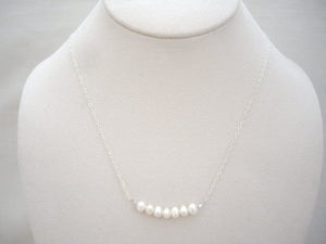 Fresh Water Pearl Bar Necklace, Minimal Pearl Jewelry.