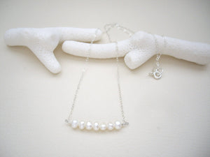 Fresh Water Pearl Bar Necklace, Minimal Pearl Jewelry.