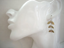 Load image into Gallery viewer, Gold Leaf Mistletoe Earrings, Woodland Jewelry.