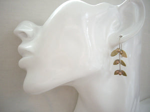 Gold Leaf Mistletoe Earrings, Woodland Jewelry.
