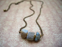 Load image into Gallery viewer, Raw Stone Bar Necklace, Labradorite, Herkimer Diamond Jewelry.