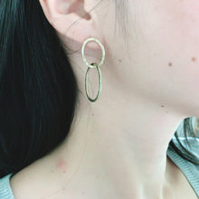 Load image into Gallery viewer, Gold Double Loop Earrings, Modern Minimalist Jewelry.