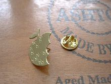 Load image into Gallery viewer, Bitten Apple Pin Brooch, Hat, Shawl, Sweater Pin, Back pin