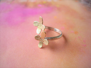 Flower Wrap Ring, Gold and Silver.