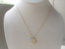 Load image into Gallery viewer, Lotus Flower Hand Stamped Necklace, Disk Pendant, Choose Your Stone.