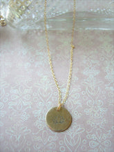 Load image into Gallery viewer, Personalized Initial Necklace, Hand Stamped Disc Pendant, Made To Order.