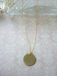 Personalized Initial Necklace, Hand Stamped Disc Pendant, Made To Order.