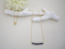 Load image into Gallery viewer, Dainty Beaded Bar Necklace, Choose Your Metal and Gems.