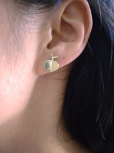 Apple Studs Earrings, Minimalist Teacher's Gift, Gold or Silver.